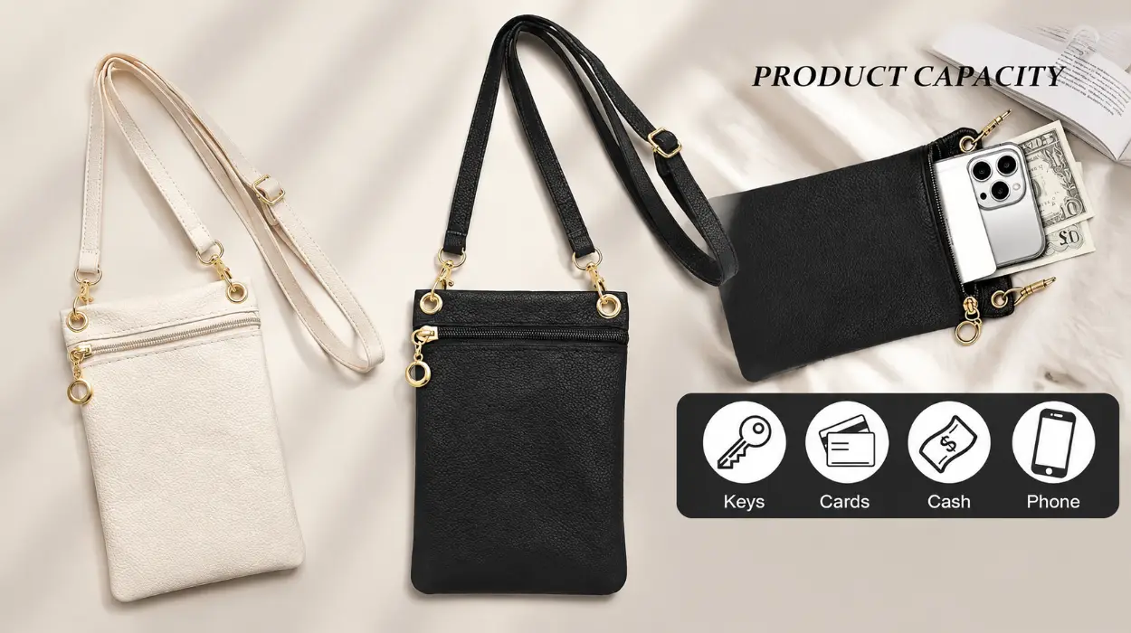 Solución elegante para llevar tu móvil: bolso Aucuu de piel sintética y correa ajustable