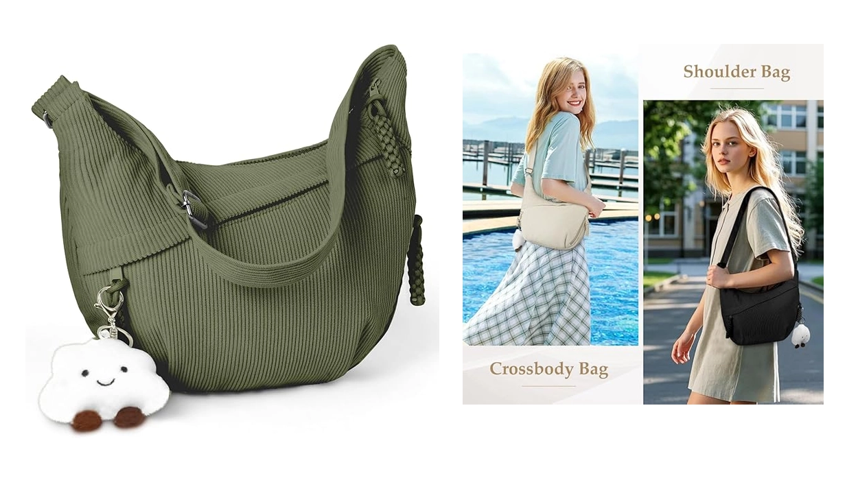 bolso bandolera de pana con charm Kawaii