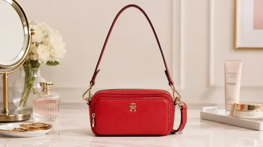 Bolso bandolera Tommy Hilfiger Th Daily Camera Bag, rojo y con cierre de cremallera