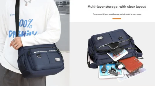 bolso de hombro en tejido Oxford para hombre