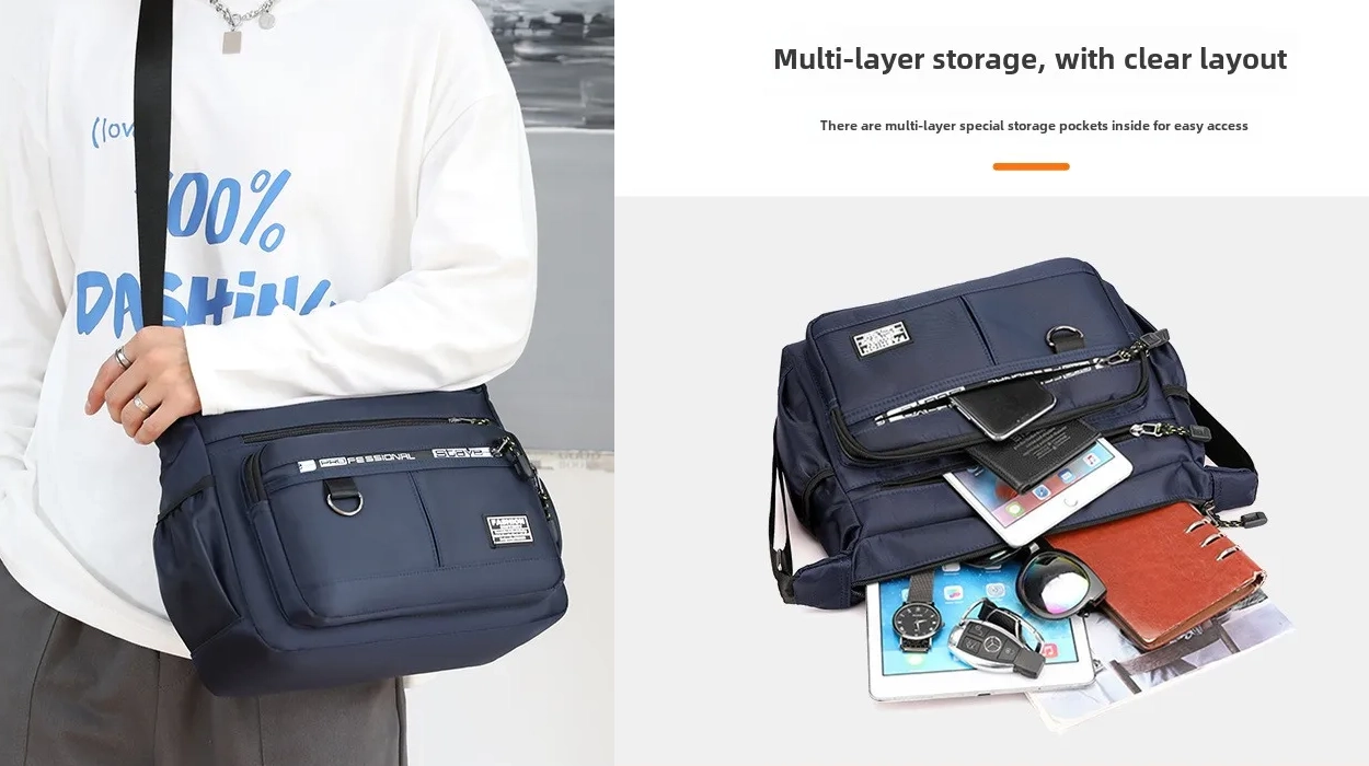 bolso de hombro en tejido Oxford para hombre