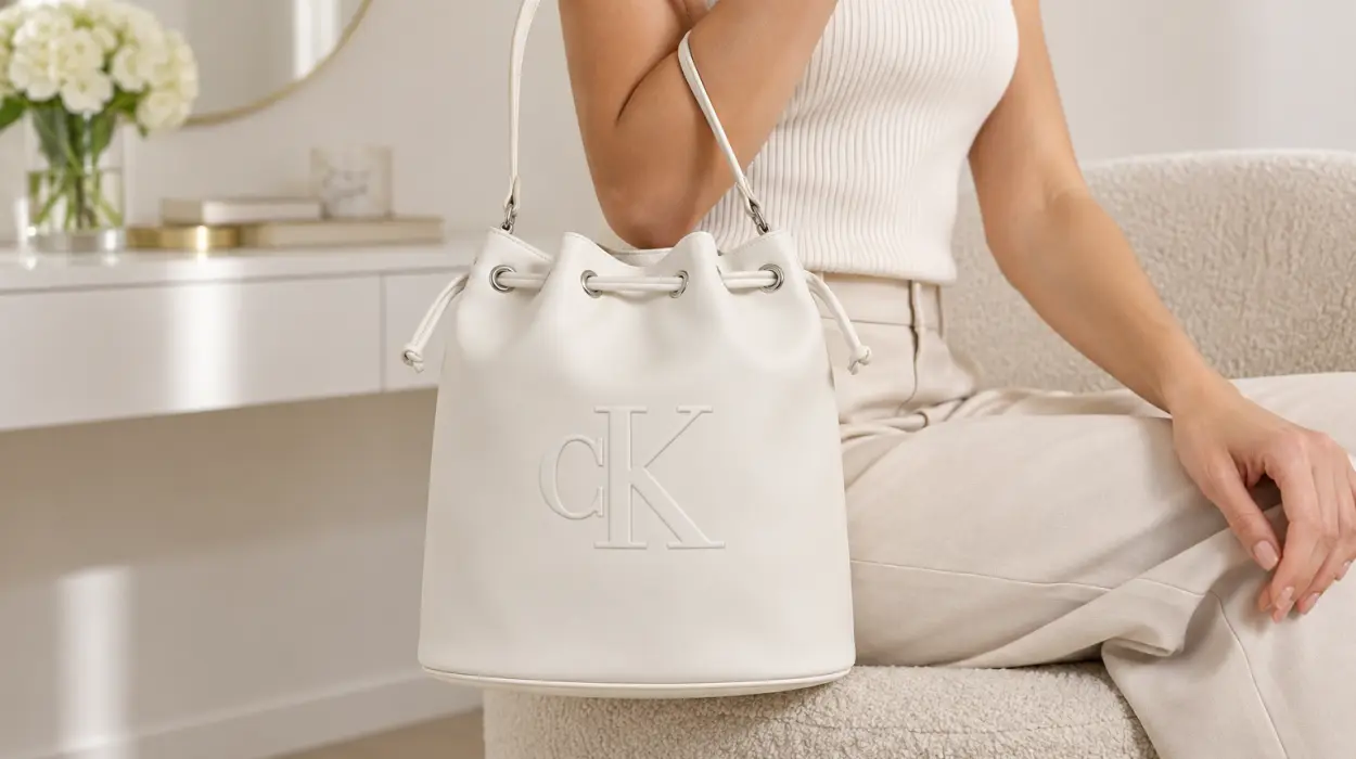 Bolso satchel Calvin Klein Bold Large Bucket con cierre de cordón ajustable para mujer