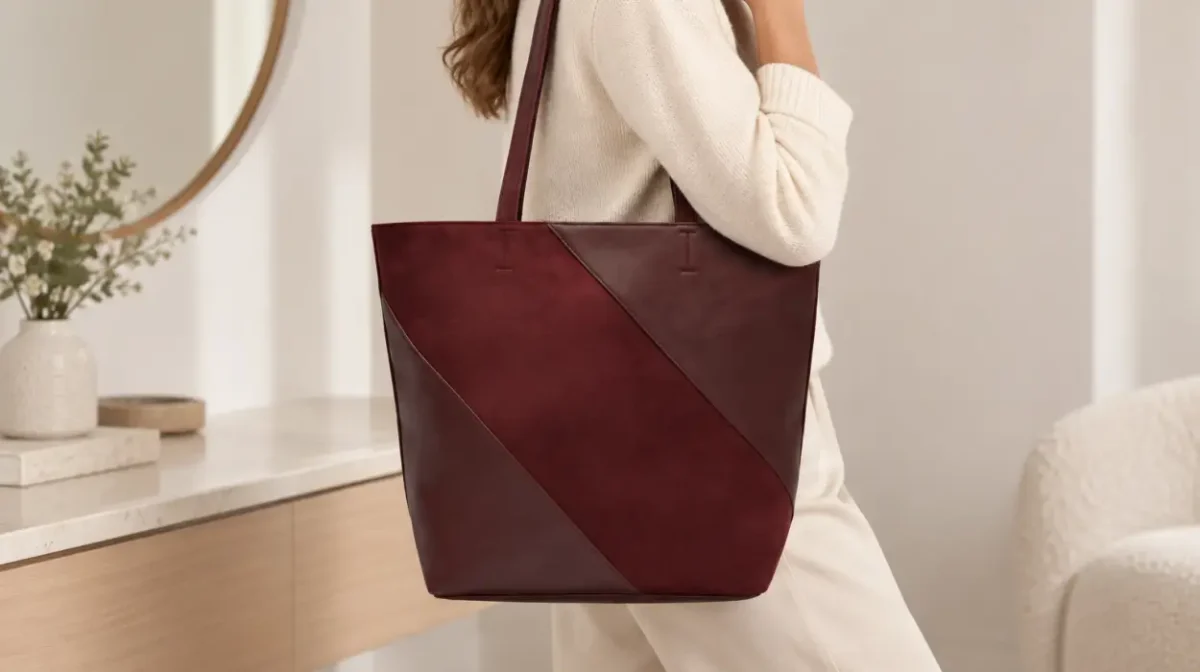 Bolso shopper grande Misako Lumis con efecto ante y piel