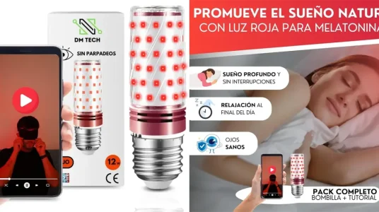 luz LED roja nocturna DM TECH E27