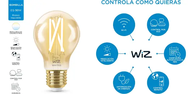 Bombilla inteligente WiZ E27 A60