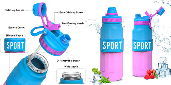 Botella de agua antifugas KollyKolla Sport de 1000 ml