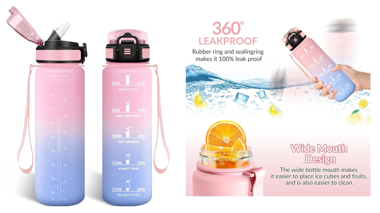 botella de agua deportiva HoneyHolly de 1 litro