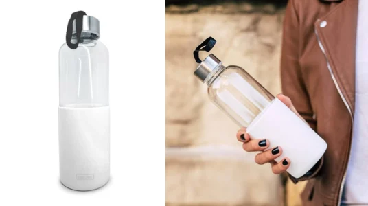 botella de cristal Nerthus de 600 ml con funda de silicona