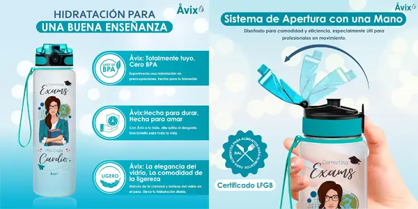 Botella reutilizable Åvix de 1L perfecta para regalar a profesoras