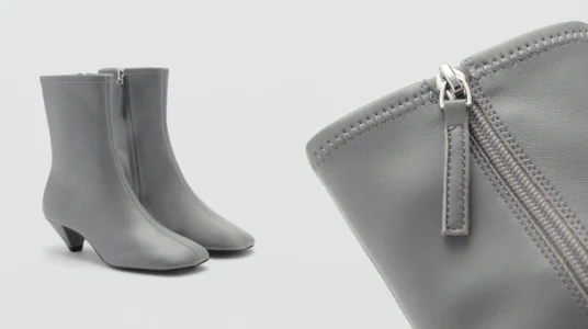 botines de piel de punta cuadrada Mango Outlet para mujer