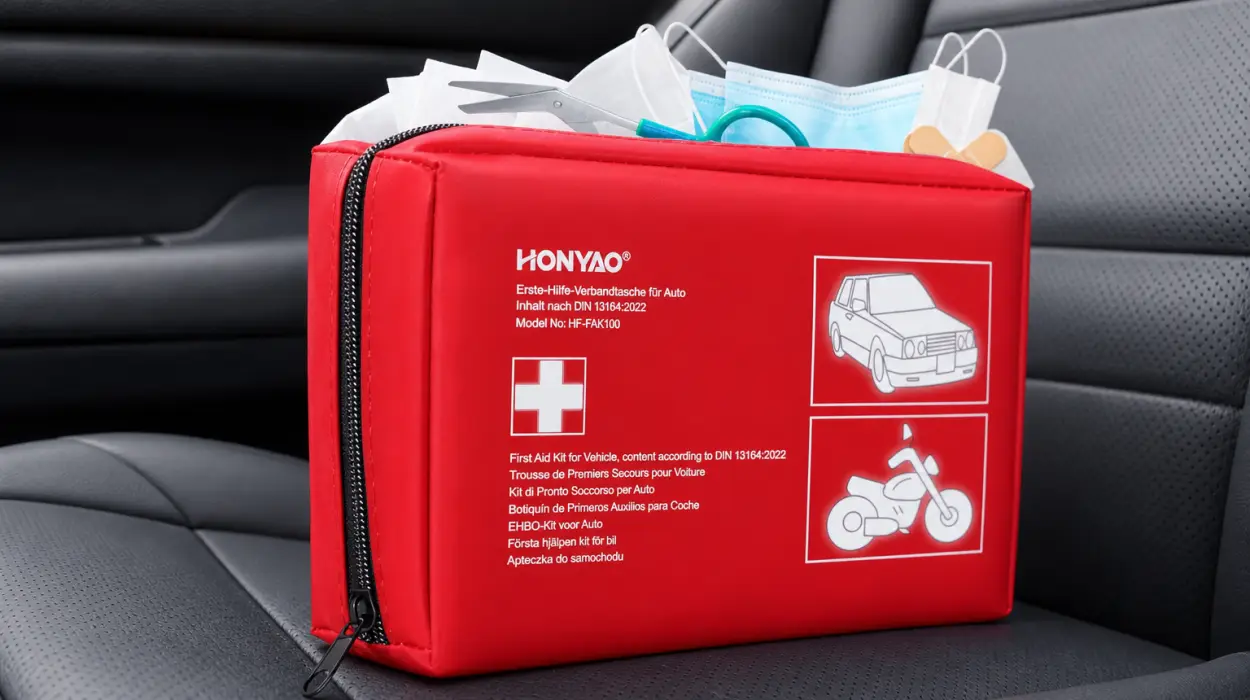 Botiquín para coche con kit de primeros auxilios certificado europeo