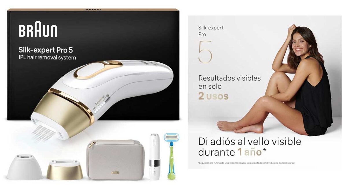 Chollo BRUTAL: Depiladora de luz pulsada Braun Silk-expert Pro 5 PL5156 IPL por sólo 289,99€ con envío gratis (-52%)