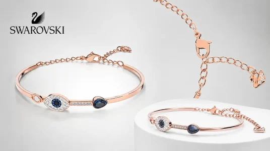 Brazalete Swarovski Symbolica con diseño de ojo turco y cristales azules