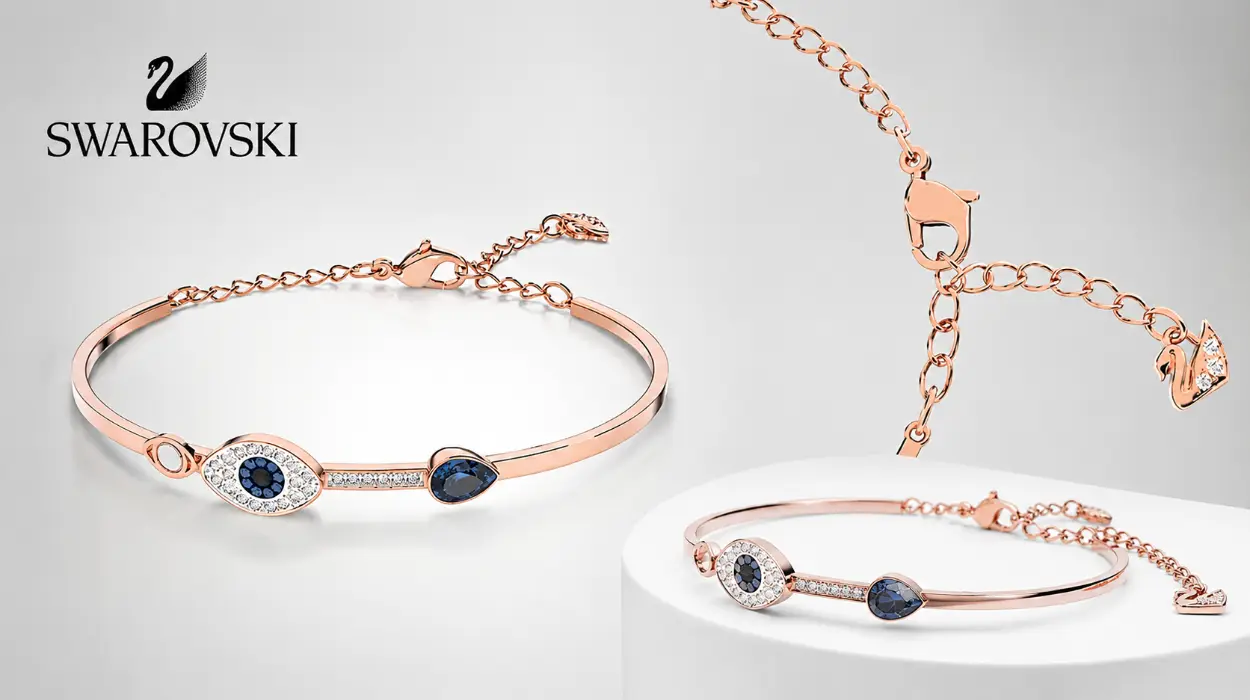 Brazalete Swarovski Symbolica con diseño de ojo turco y cristales azules