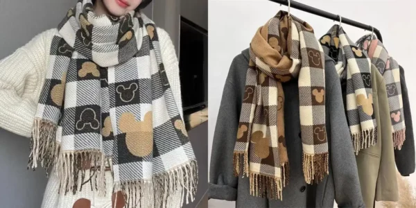 Bufanda Mickey Mouse de cachemira suave para mujer