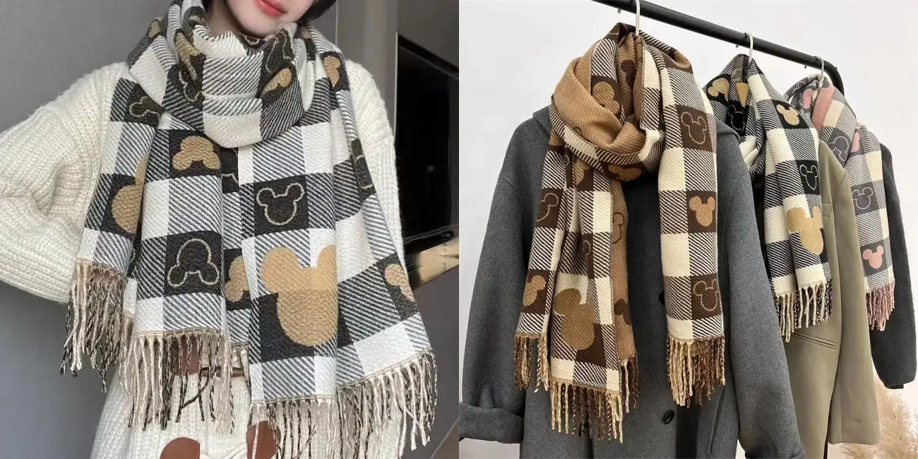 Bufanda Mickey Mouse de cachemira suave para mujer