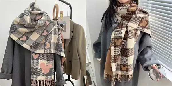 Bufanda Mickey Mouse de cachemira suave para mujer