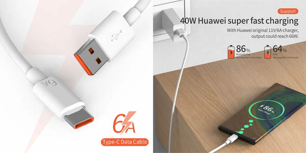 Cable USB-C de 6A disponible de 0,25 cm hasta 2 metros