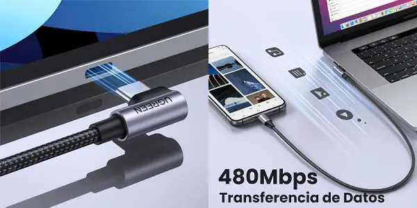Cable USB-C UGREEN con conector en L