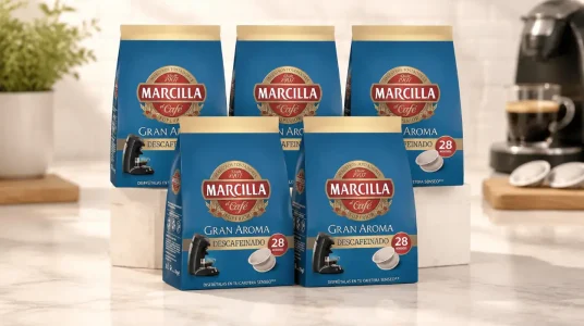 Café descafeinado en cápsulas Marcilla Gran Aroma, pack de 140 para Senseo