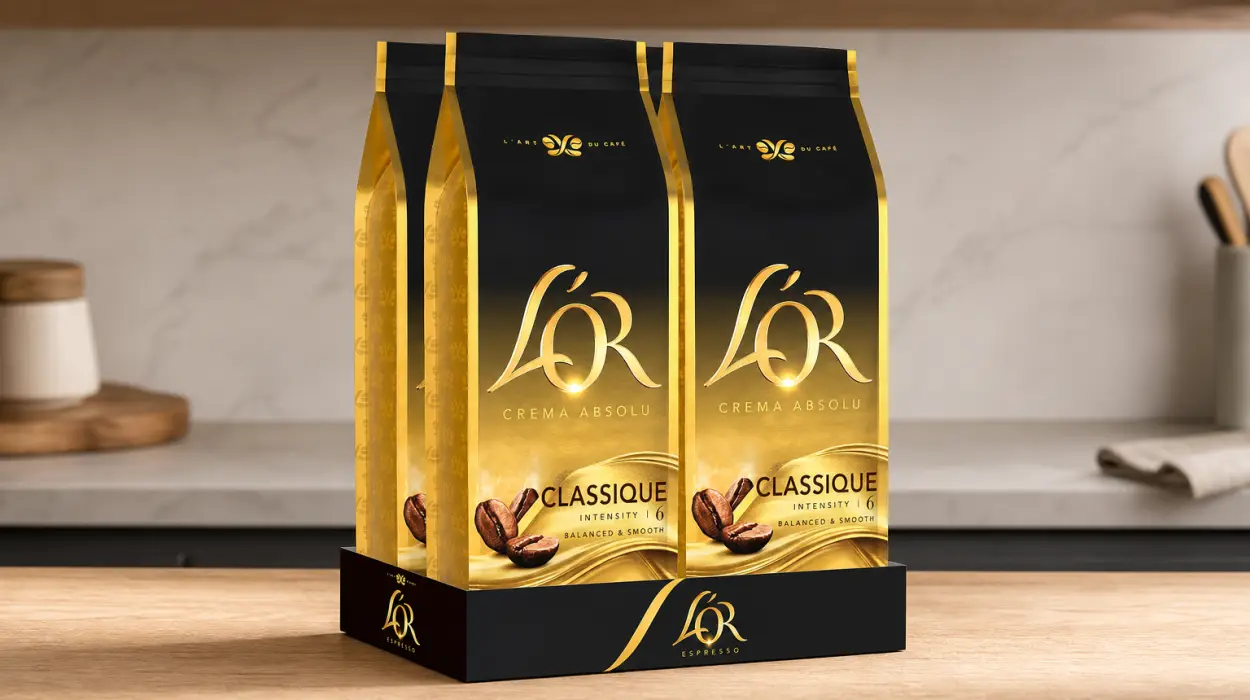 Pack x4 Café en grano natural L'OR Espresso Classique intensidad 6 (2kg en total), ideal para todas las cafeteras