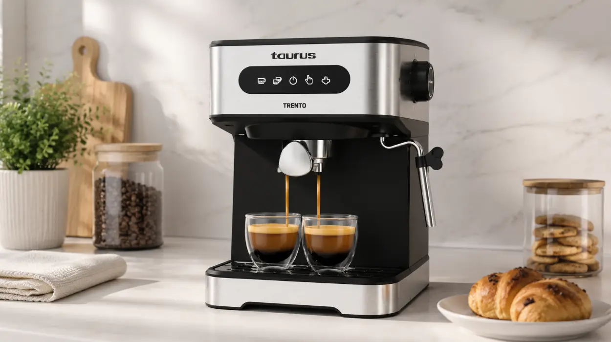 Cafetera espresso Taurus Trento con presión de 20 bares, control táctil y vaporizador para leche