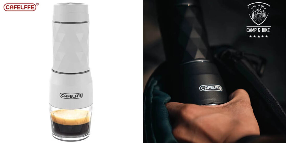 Cafetera portátil manual Cafelffe para café molido, cápsulas Nespresso o Dolce Gusto