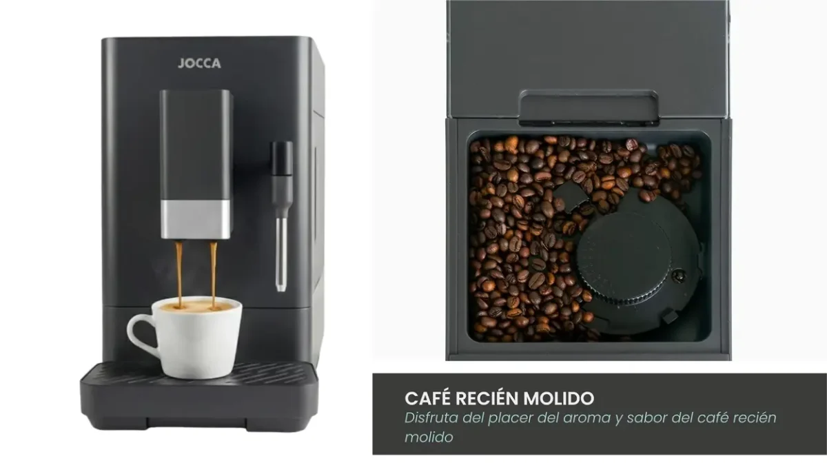 Disfruta de un café premium recién molido con esta cafetera superautomática Jocca de 20 bares rebajada