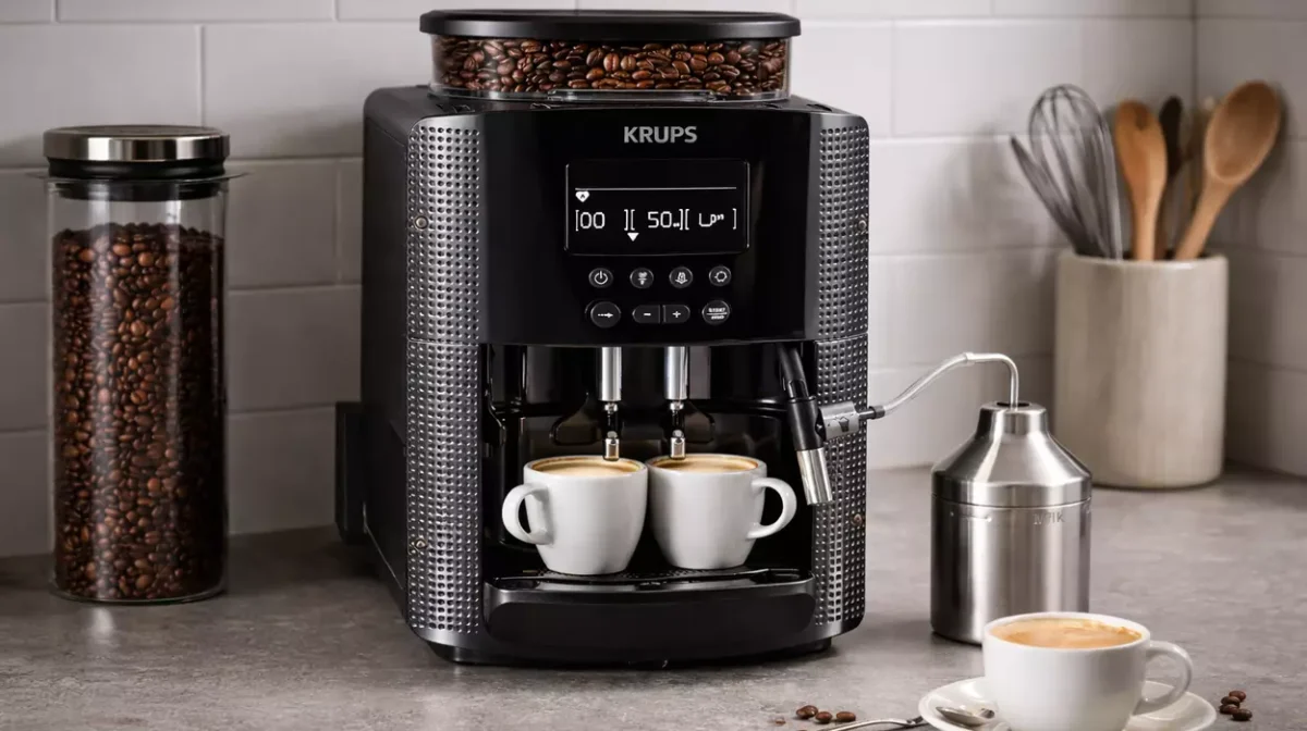 Cafetera superautomática Krups Essential EA8160 digital con accesorio para leche