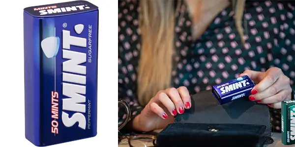 Caja de 12 paquetes de caramelos Smint Tin Menta