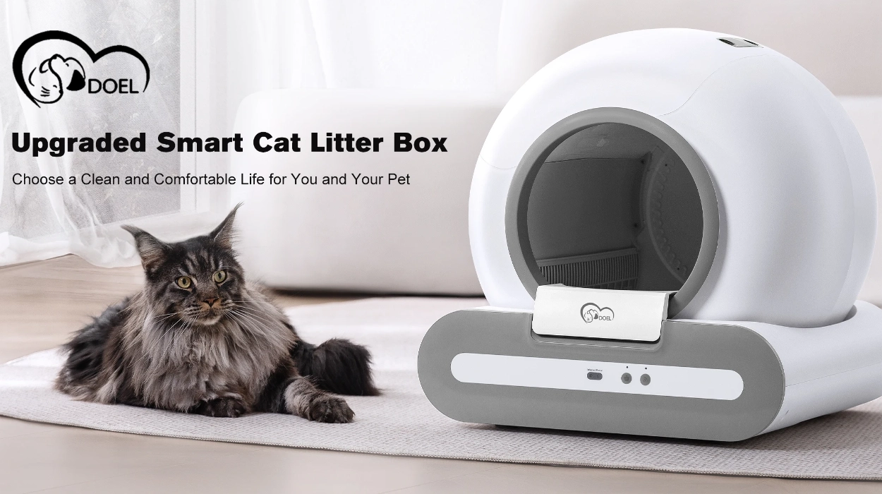 caja de arena autolimpiante DOEL de 65 litros con Wi-Fi y control por app