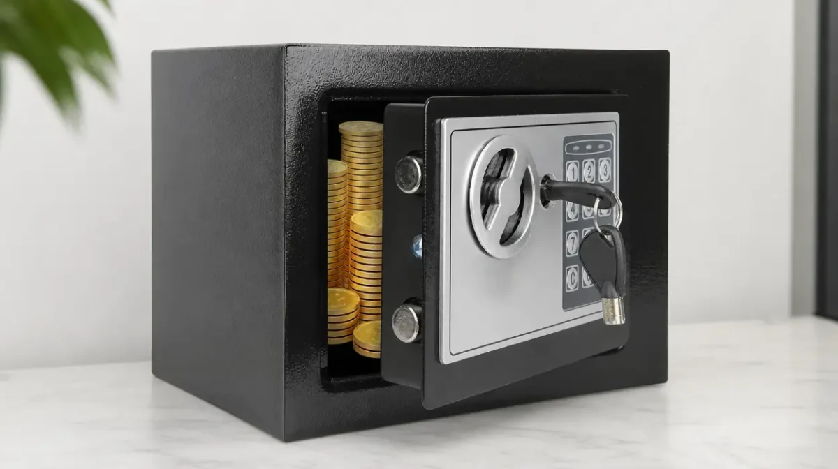 Caja fuerte digital de pared de 4,6 L con teclado y llaves
