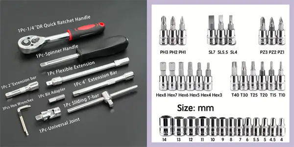 Caja de herramientas de 46 piezas para coche