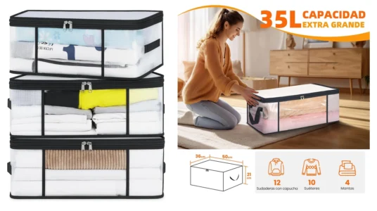 cajas plegables transparentes NEwsona para almacenar ropa