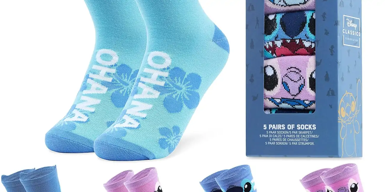 5 pares de calcetines altos Disney talla 35-41 Stitch y otros modelos