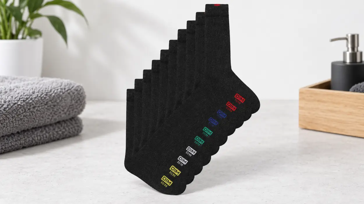 Pack x5 pares de calcetines Dim Ecodim con refuerzo en talón y puntas para hombre