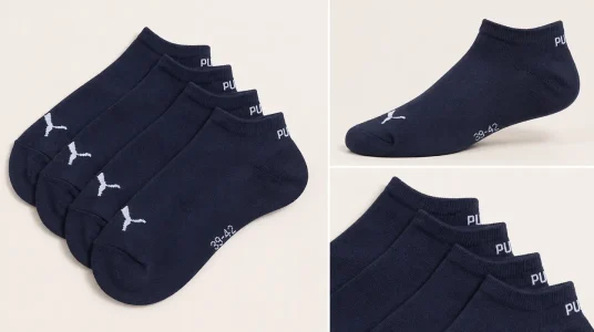 Calcetines unisex Puma Sneaker Plain de algodón suave, pack de 3 en azul marino