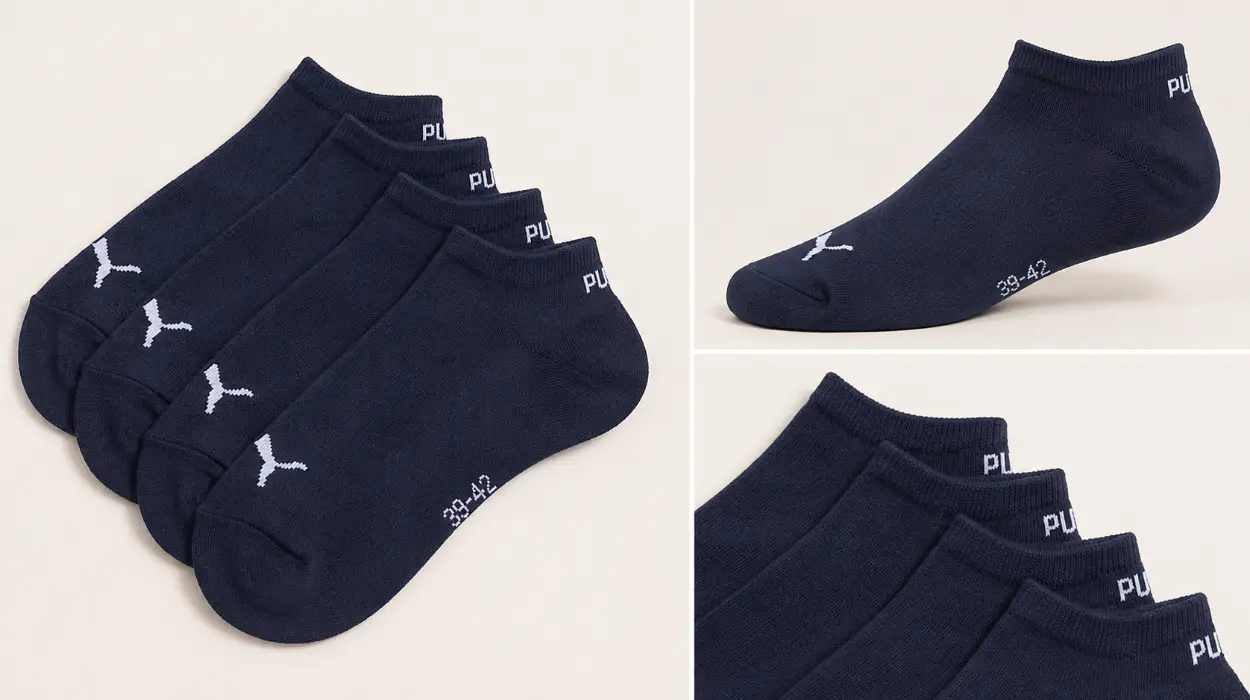 Calcetines invisibles Puma Sneaker Plain de algodón suave, pack de 3 en azul marino