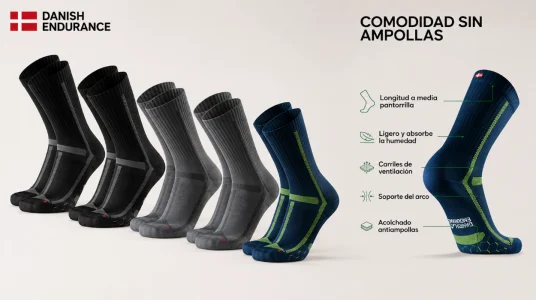 Calcetines altos DANISH ENDURANCE para running, pack de 3 o 5, antirrozaduras y multicolor