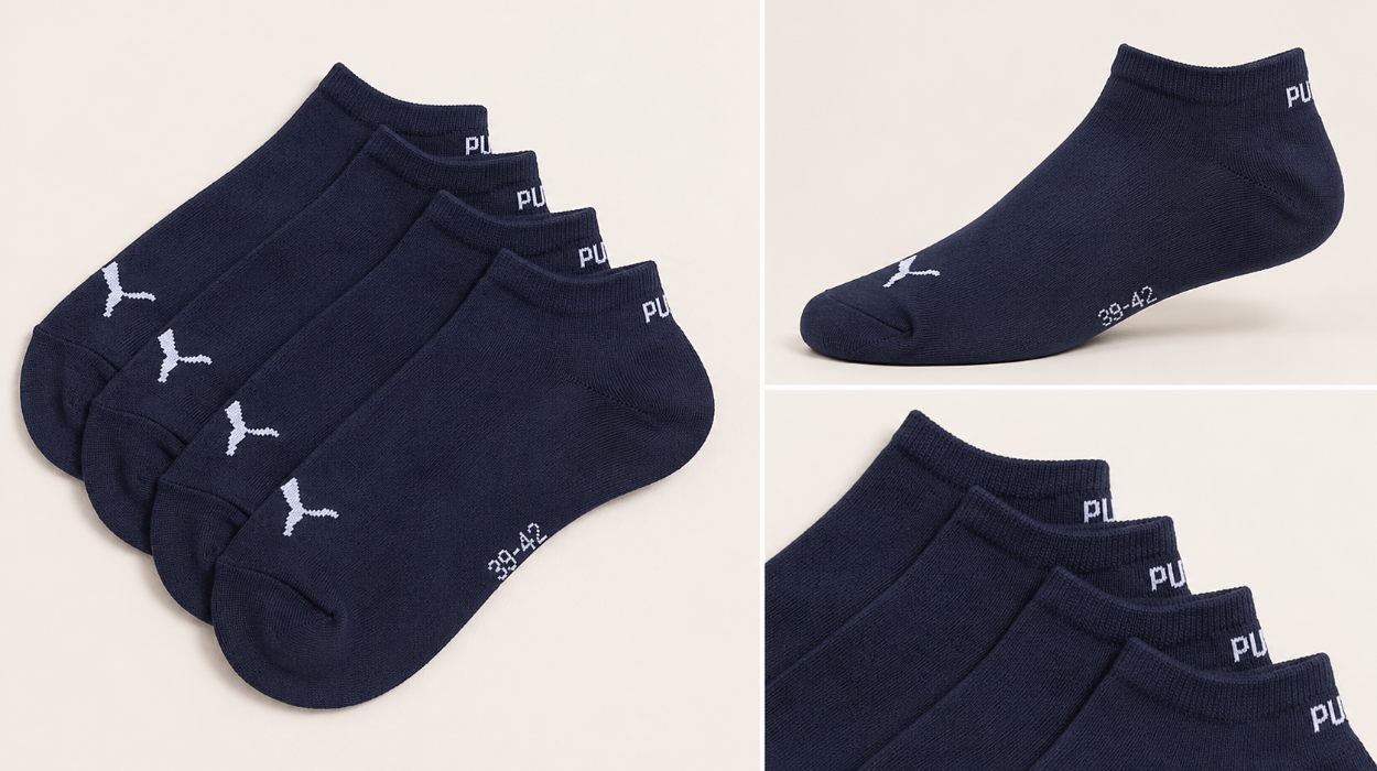 Calcetines invisibles Puma Sneaker Plain de algodón suave, pack de 3 en azul marino