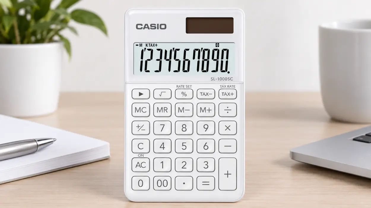 Calculadora Casio SL-1000SC-WE solar fácil y resistente