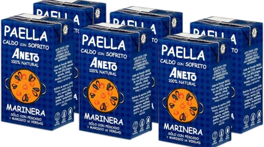 Caldo Aneto 100% natural para paella de pescado y marisco - caja de 6 unidades de 1L