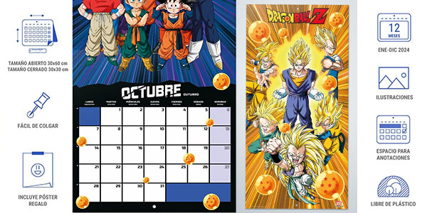Calendario de pared 2024 de Dragon Ball barato