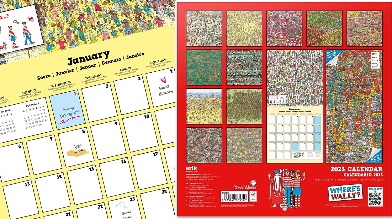 Calendario de pared 2025 ¿Dónde está Wally? barato