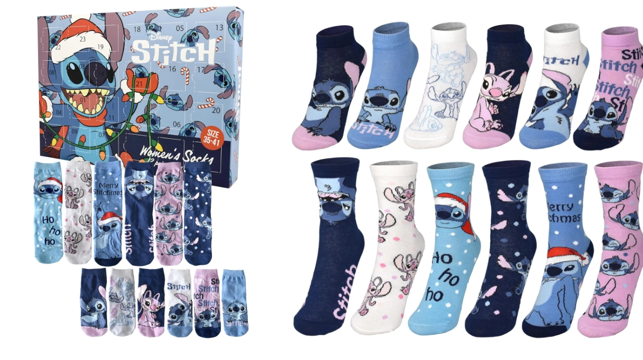 calendario de Adviento United Labels Lilo & Stitch con 12 pares de calcetines para mujer