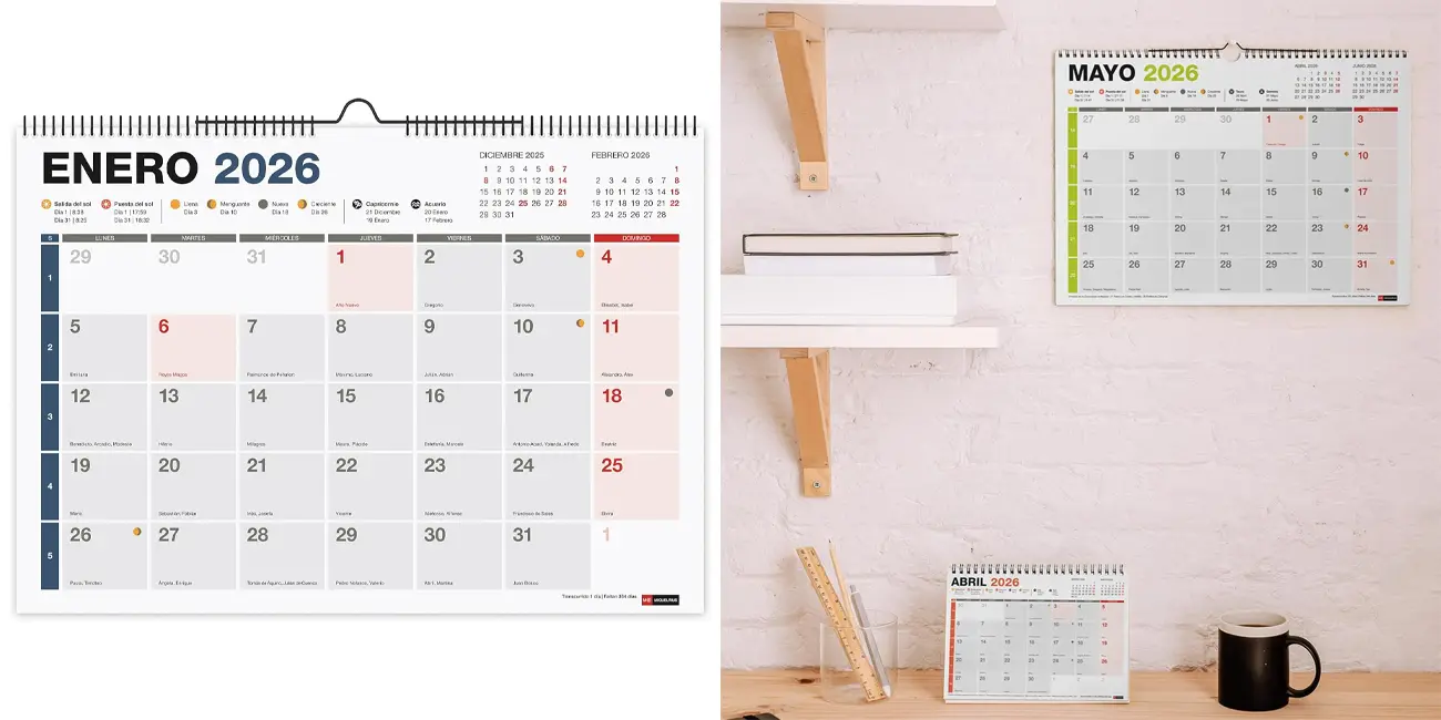 Calendario de pared 2026 Miquelrius A3