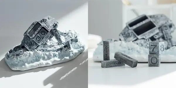 Calendario perpetuo 3D Star Wars At-At derribado