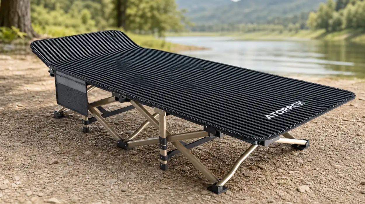 Cama de camping plegable, extra ancha y resistente hasta 200 kg