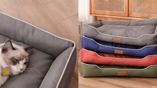 Cama cuadrada acolchada para mascotas