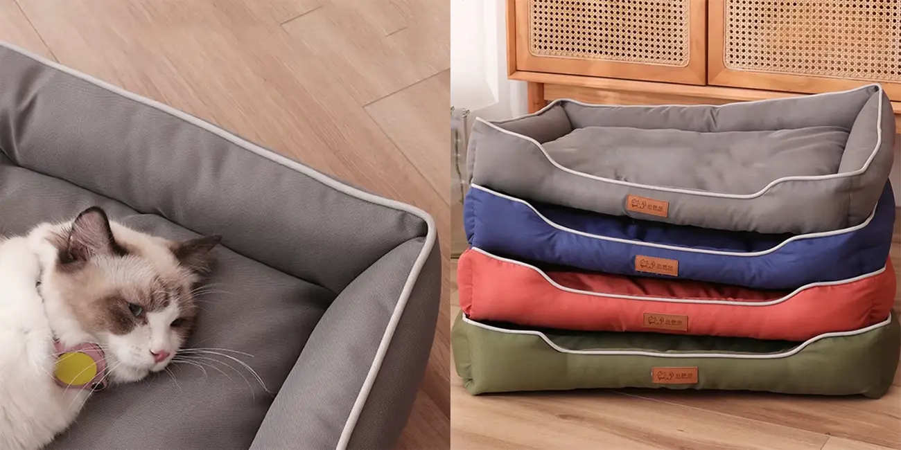 Cama cuadrada acolchada para mascotas